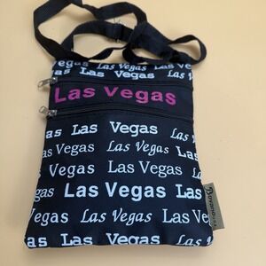 Bovano Las Vegas Crossbody Pouch 2 Zipper Pocket Black Canvas Bag Small